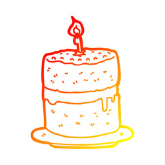 warm gradient line drawing cartoon cake