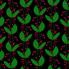 drawn flower with green and pink colors on a dark background