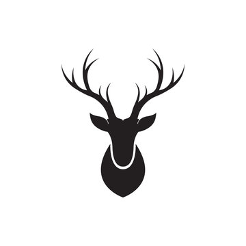 Reindeer head black vector illustration