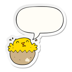 cartoon hatching chick and speech bubble sticker