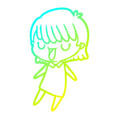 cold gradient line drawing cartoon woman