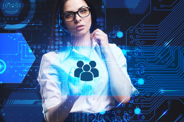 The concept of business, technology, the Internet and the network. A young entrepreneur working on a virtual screen of the future and sees the inscription: