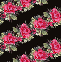 Seamless pattern with watercolor flowers