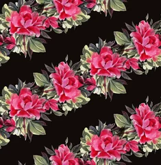 Gordijnen Vintage Bloemen Seamless pattern with watercolor flowers  © tiff20