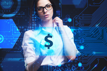 The concept of business, technology, the Internet and the network. A young entrepreneur working on a virtual screen of the future and sees the inscription: