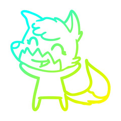cold gradient line drawing happy cartoon fox