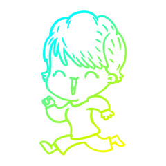 cold gradient line drawing cartoon laughing woman