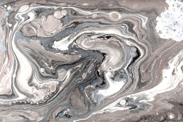 Beige marbling pattern. Golden powder marble liquid texture.