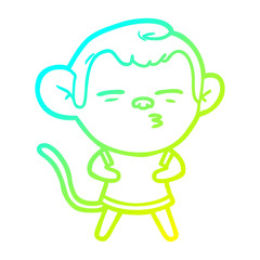 cold gradient line drawing cartoon suspicious monkey