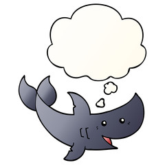 cartoon shark and thought bubble in smooth gradient style