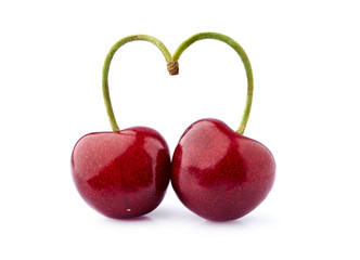 Sweet cherry berries  isolated on white background cutout