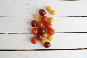 Fototapeta na wymiar Three varieties of cherry tomatoes