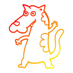 warm gradient line drawing cartoon dog