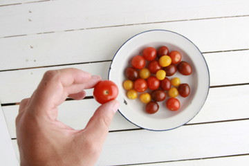 Three varieties of cherry tomatoes