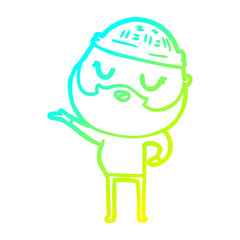 cold gradient line drawing cartoon man with beard