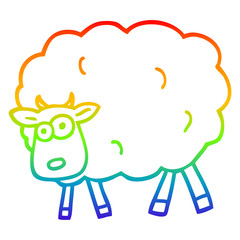 rainbow gradient line drawing cartoon sheep