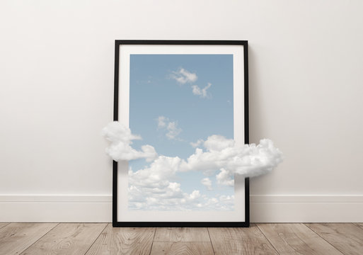 Abstract picture of the sky with clouds coming out of the frame