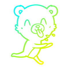 cold gradient line drawing rude cartoon polar bear sticking out tongue
