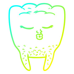 cold gradient line drawing cartoon tooth