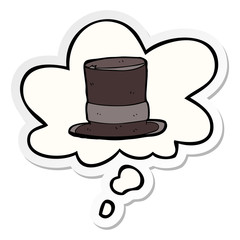 cartoon top hat and thought bubble as a printed sticker