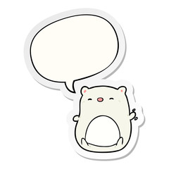 cute cartoon polar bear and speech bubble sticker