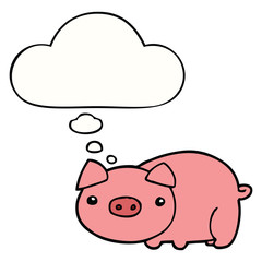 cartoon pig and thought bubble