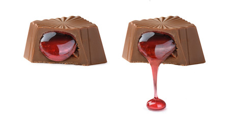 a set of candies with cherry filling