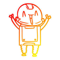warm gradient line drawing cartoon robot
