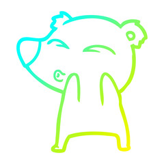 cold gradient line drawing cartoon whistling bear