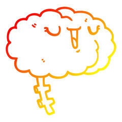 warm gradient line drawing happy cartoon brain