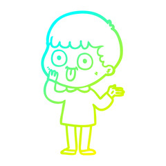 cold gradient line drawing cartoon man staring