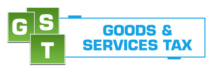 GST - Goods and Services Tax Green Blue Squares Left Box 