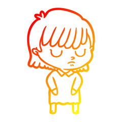 warm gradient line drawing cartoon woman