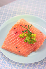 fresh raw salmon fillet