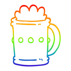 rainbow gradient line drawing cartoon beer tankard
