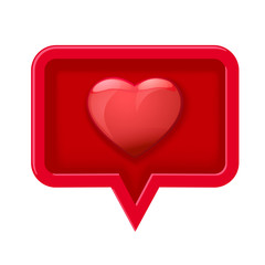 3D icon speech bubble with heart