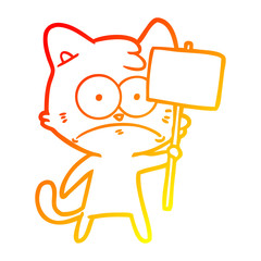 warm gradient line drawing cartoon nervous cat