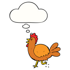 cartoon rooster and thought bubble