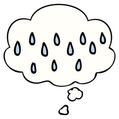 cartoon rain and thought bubble