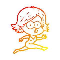 warm gradient line drawing cartoon girl pouting