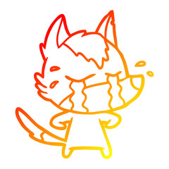 warm gradient line drawing cartoon crying wolf