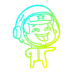 cold gradient line drawing cartoon laughing astronaut