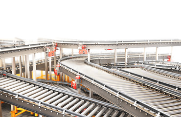 Fototapeta na wymiar Blank conveyors on white background. 3d illustration
