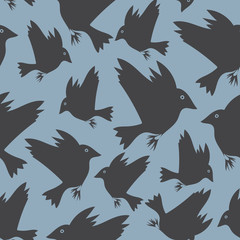 Gray pattern with flying birds.
