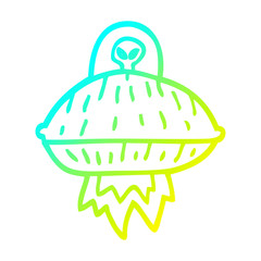 cold gradient line drawing cartoon alien spaceship
