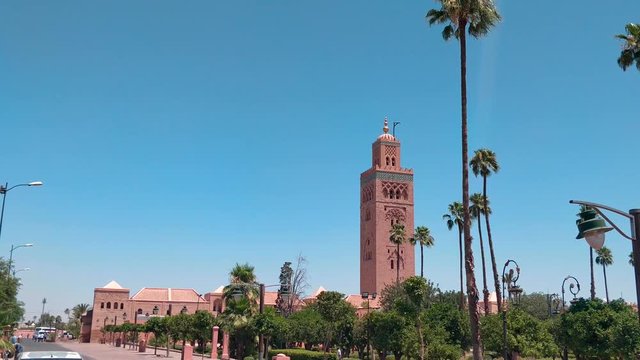 view of Koutoubia mosque against sky . travel destination . Marrakech, Morocco