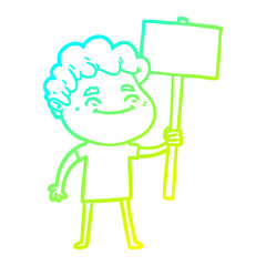 cold gradient line drawing cartoon friendly man