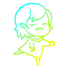 cold gradient line drawing cartoon undead vampire girl