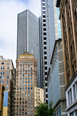 Skyscrapers and high rises built close to one another in downtown San Francisco