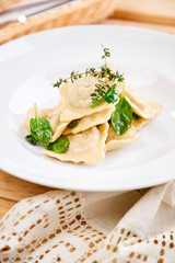 vegetarian ravioli with spinach with herbs